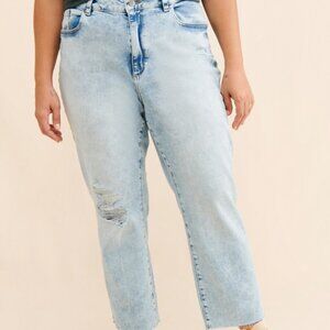 DL1961 Light Blue Cropped Distressed Jeans Stretch Comfortable